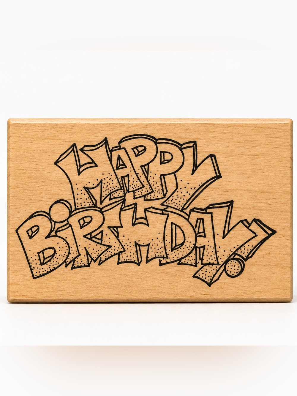 Happy Birthday Wood Rubber Stamp